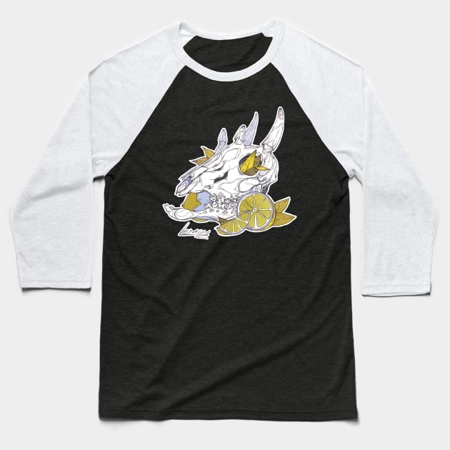 MorbidiTea - Lemon with Four Horned Antelope Skull Baseball T-Shirt by MicaelaDawn